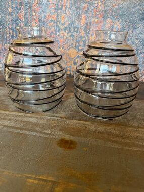 Set of Clear with Black Rope Barrel Replacement Glass with 2-1/4" Fitter